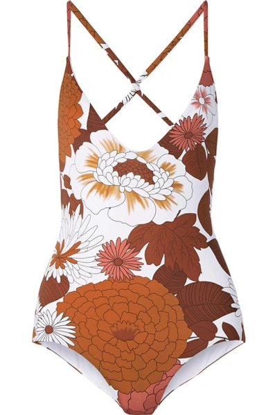 Shop Dodo Bar Or Floral-print Swimsuit In Camel