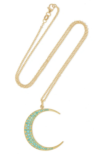 Shop Andrea Fohrman Luna 18-karat Gold Turquoise Necklace