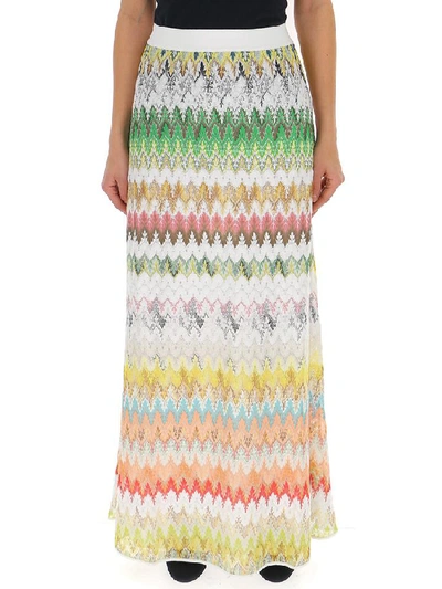 Shop Missoni Woven Chevron Maxi Skirt In Multi