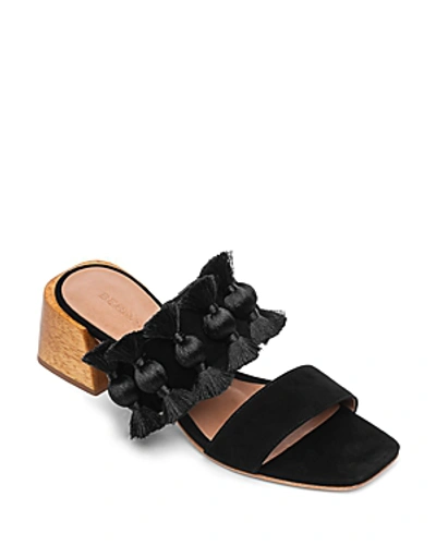 Shop Bernardo Women's Bella Tassel Block-heel Sandals In Black Kid Suede