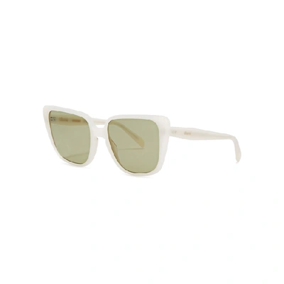 Shop Celine Ivory Square-frame Sunglasses