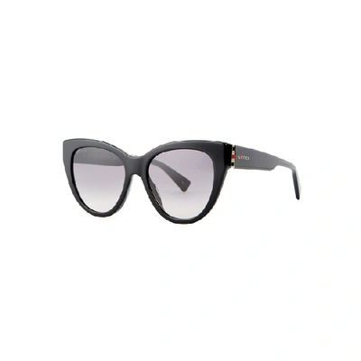 Shop Gucci Black Cat-eye Sunglasses