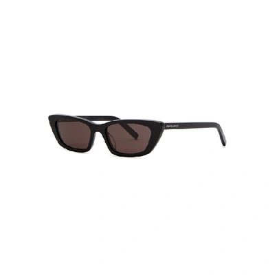 Shop Saint Laurent Sl277 Black Cat-eye Sunglasses