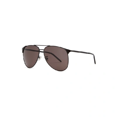 Shop Saint Laurent Sl279 Black Aviator-style Sunglasses