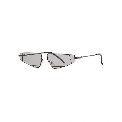 Shop Fendi Black Rectangle-frame Sunglasses