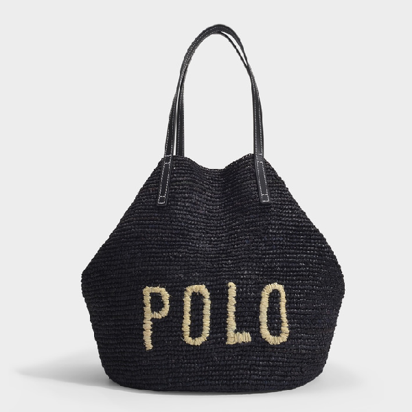 polo raffia large tote bag