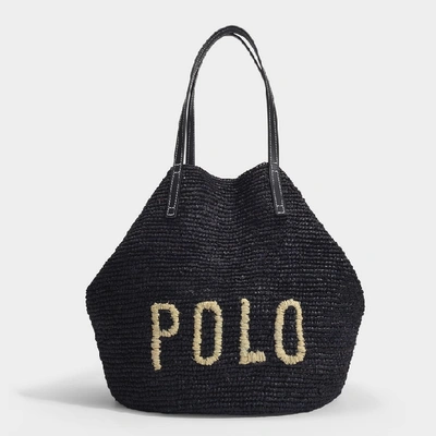 Polo Ralph Lauren | Polo Raffia Leather Tote In Black Raffia | ModeSens