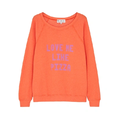 Shop Wildfox Sommers Orange Printed Jersey Sweatshirt