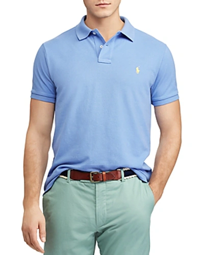 Shop Polo Ralph Lauren Mesh Custom Slim Fit Polo Shirt In Herb Is Blue