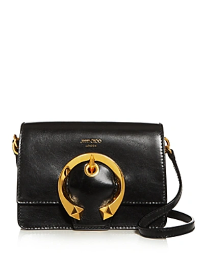 Shop Jimmy Choo Madeline Small Leather Shoulder Bag In Black/gold