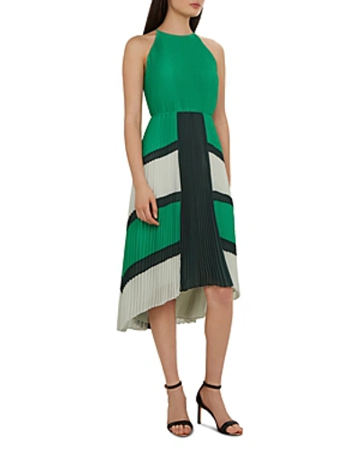 Ted baker nellina pleated dress green shop