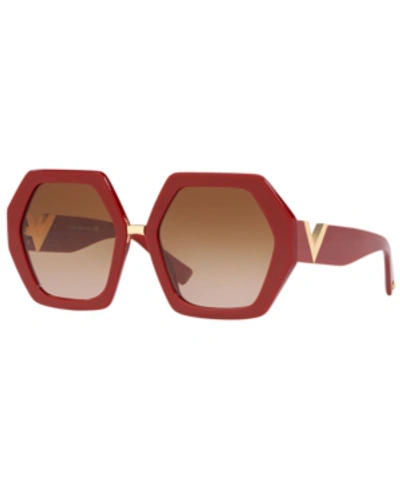 Shop Valentino Sunglasses, Va4053 57 In Red/gradient Brown