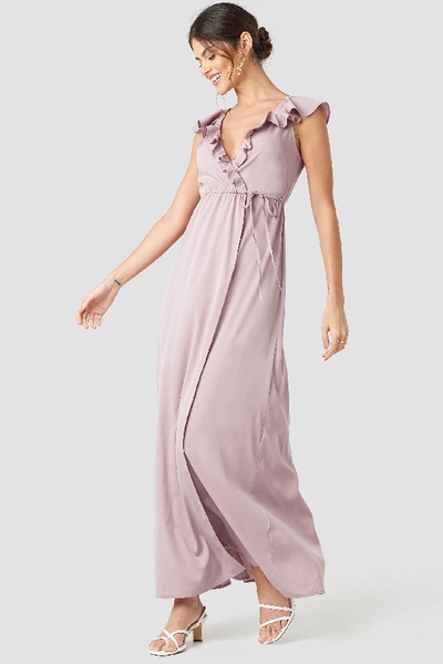 Shop Na-kd High Slit Tie Waist Maxi Dress - Pink In Dusty Pink