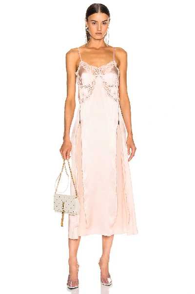 Shop Stella Mccartney Silk Satin Midi Dress In Chalk Pink