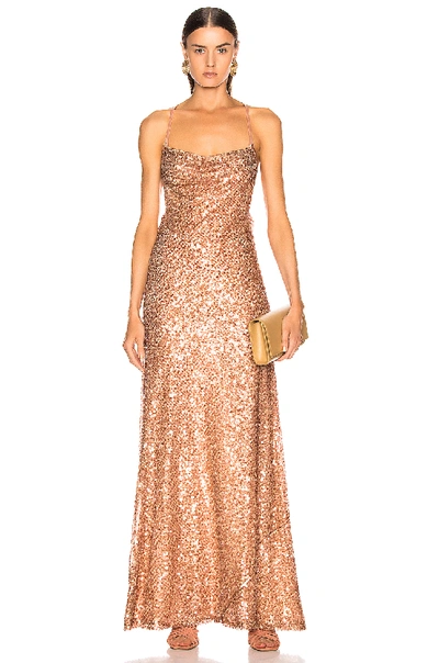 Shop Galvan Paillette Whiteley Dress In Copper