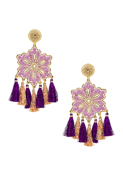 Shop Mercedes Salazar Hibiscus Earrings In Purple In Lilac
