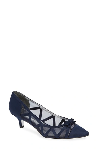 Shop Adrianna Papell Lana Cap-toe Pump In Navy Satin