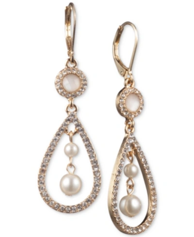 Shop Anne Klein Gold-tone Imitation Pearl Orbital Drop Earrings