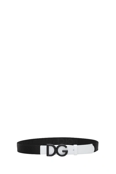 Shop Dolce & Gabbana Logo Belt In Nero/bianco