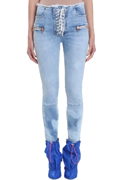 Shop Ben Taverniti Unravel Project Stone 25 Lace Up Skinny Jeans In Blue