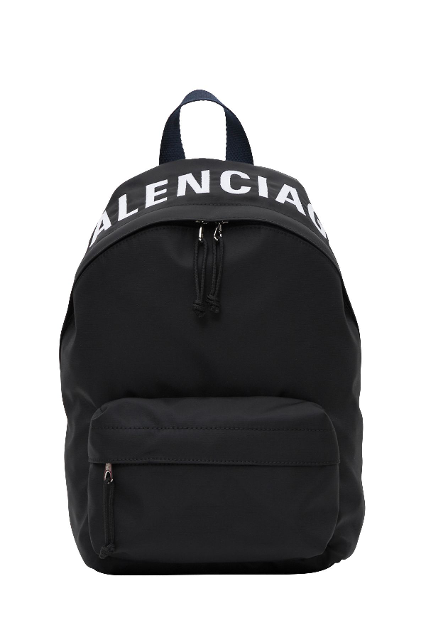 Balenciaga Wheel Logo Embroidered Nylon Backpack In Nero | ModeSens