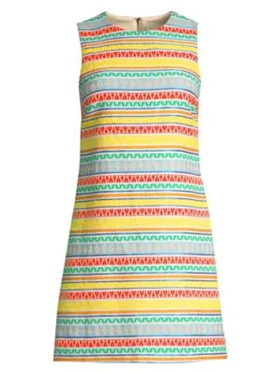 Shop Alice And Olivia Coley Graphic Stripe Shift Dress In Multi