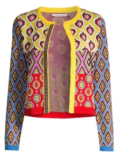 Shop Alice And Olivia Carla Kranendonk X Alice + Olivia Ruthy Embellished Patchwork Cardigan In Multi
