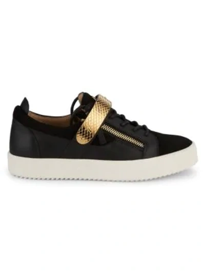 Shop Giuseppe Zanotti Low-top Leather Sneakers In Black White