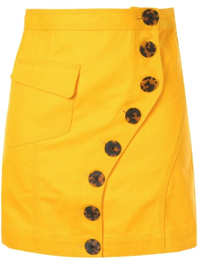 Shop Acler Golding Button Denim Skirt - Yellow