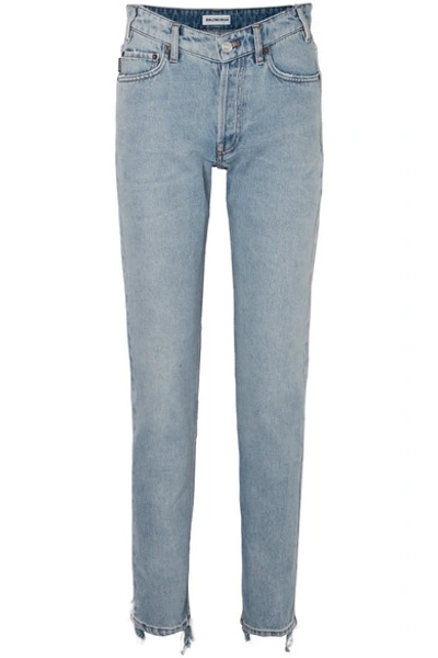 Shop Balenciaga Distressed High-rise Straight-leg Jeans