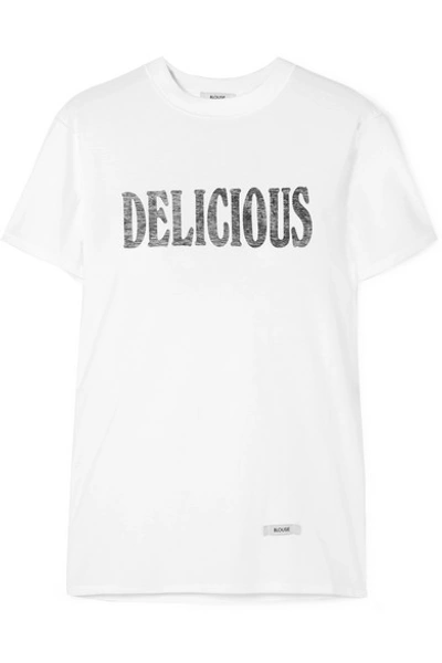 Shop Blouse Delicious Printed Cotton-jersey T-shirt In White