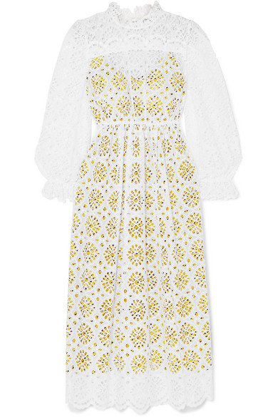 leandra cotton eyelet midi dress