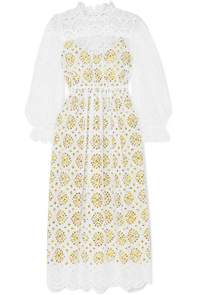Shop Diane Von Furstenberg Leandra Broderie Anglaise Cotton Maxi Dress In White