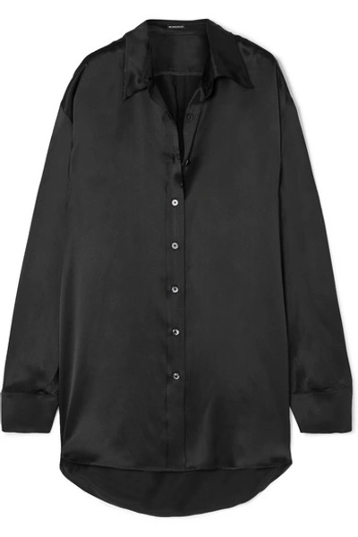 Shop Ann Demeulemeester Oversized Silk-charmeuse Shirt In Black