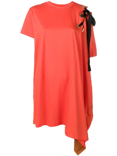 Shop Sacai Asymmetric T-shirt Dress - Orange
