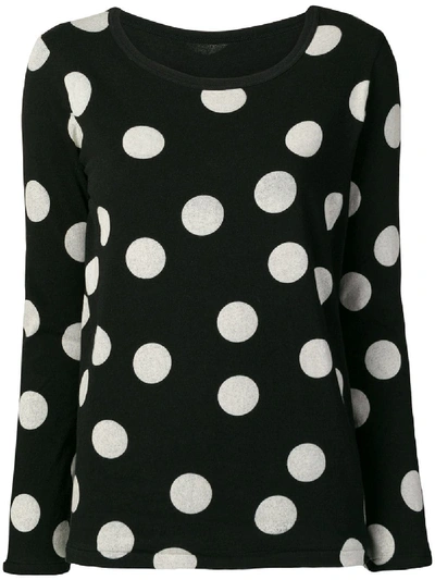 Shop Yohji Yamamoto Large Polka-dot Knit Sweater - Black