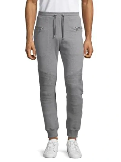 Shop Balmain Drawcord Jogger Pants In Grey