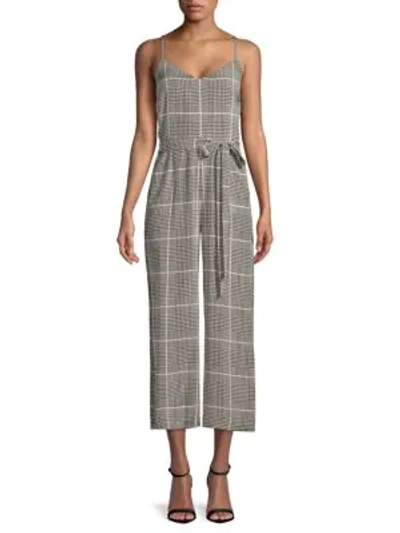 Shop L Agence Jaelyn Silk Houndstooth Jumpsuit In Black Multi