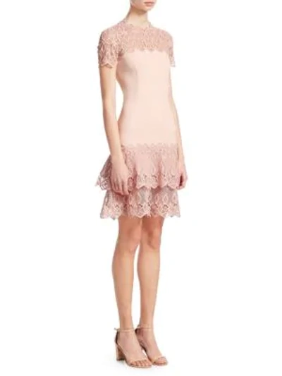 Shop Jonathan Simkhai Lace-accented Mini Dress In Petal