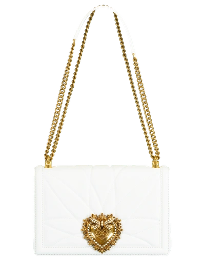 Shop Dolce & Gabbana Devotion Medium Flap Chain Bag In White