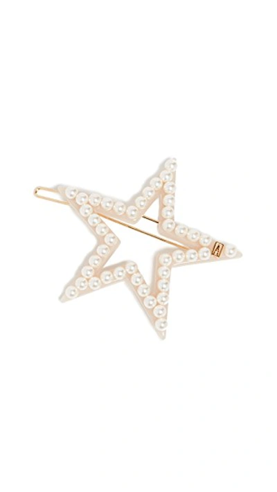 Shop Alexandre De Paris Imitation Pearl Star Barrette In Beige