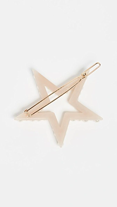 Shop Alexandre De Paris Imitation Pearl Star Barrette In Beige