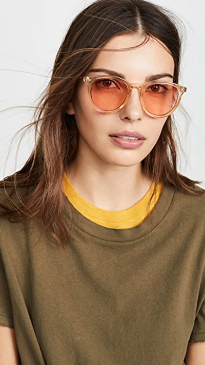 Shop Le Specs Fire Starter Sunglasses In Blonde/coral Tint