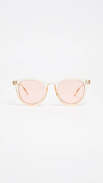 Shop Le Specs Fire Starter Sunglasses In Blonde/coral Tint