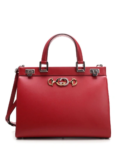 Shop Gucci Zumi Medium Tote Bag In Red