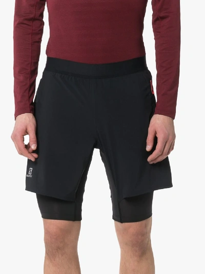 Shop Salomon S/lab Fats Wing Double-layer Track Shorts In Black