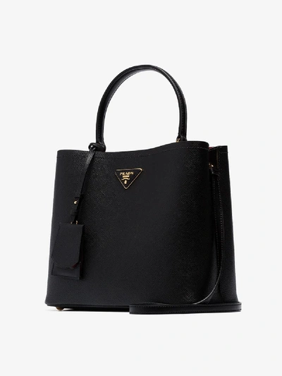 Shop Prada Double Saffiano Leather Bag In Black