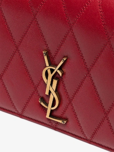 Shop Saint Laurent Red Angie Logo Leather Cross Body Bag