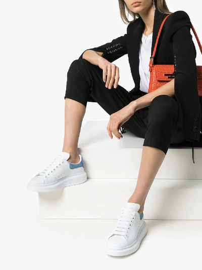 Shop Alexander Mcqueen White And Blue Oversized Sneakers