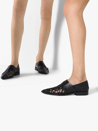 Shop Haider Ackermann Black Babouch Laser Cut Leather Flat Loafers